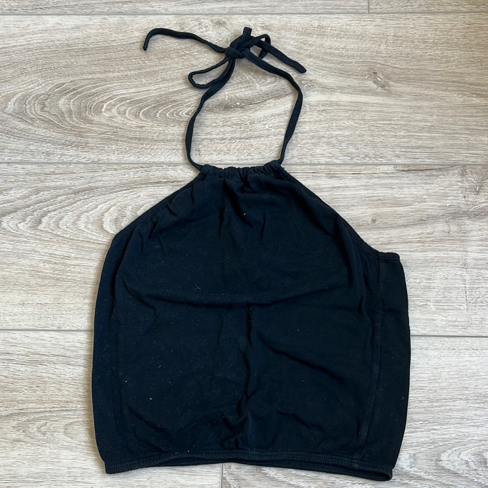 *FREE ADD ON!* Brandy Melville Cropped Black Halter Top